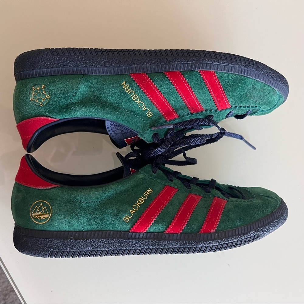 ADIDAS Blackburn SPZL green suede red stripe limited edition trainers - Picture 5 of 16